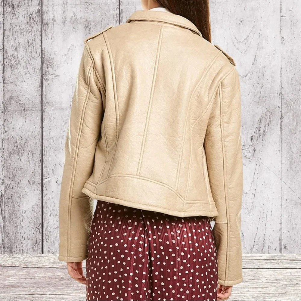 HP✨NWT SAGE the Label Rustic Heart Biker Faux Leather Moto Long Sleeve Jacket XS - Picture 2 of 16